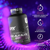 EFX Sports Kre Alkalyn EFX 222g on a gym bench