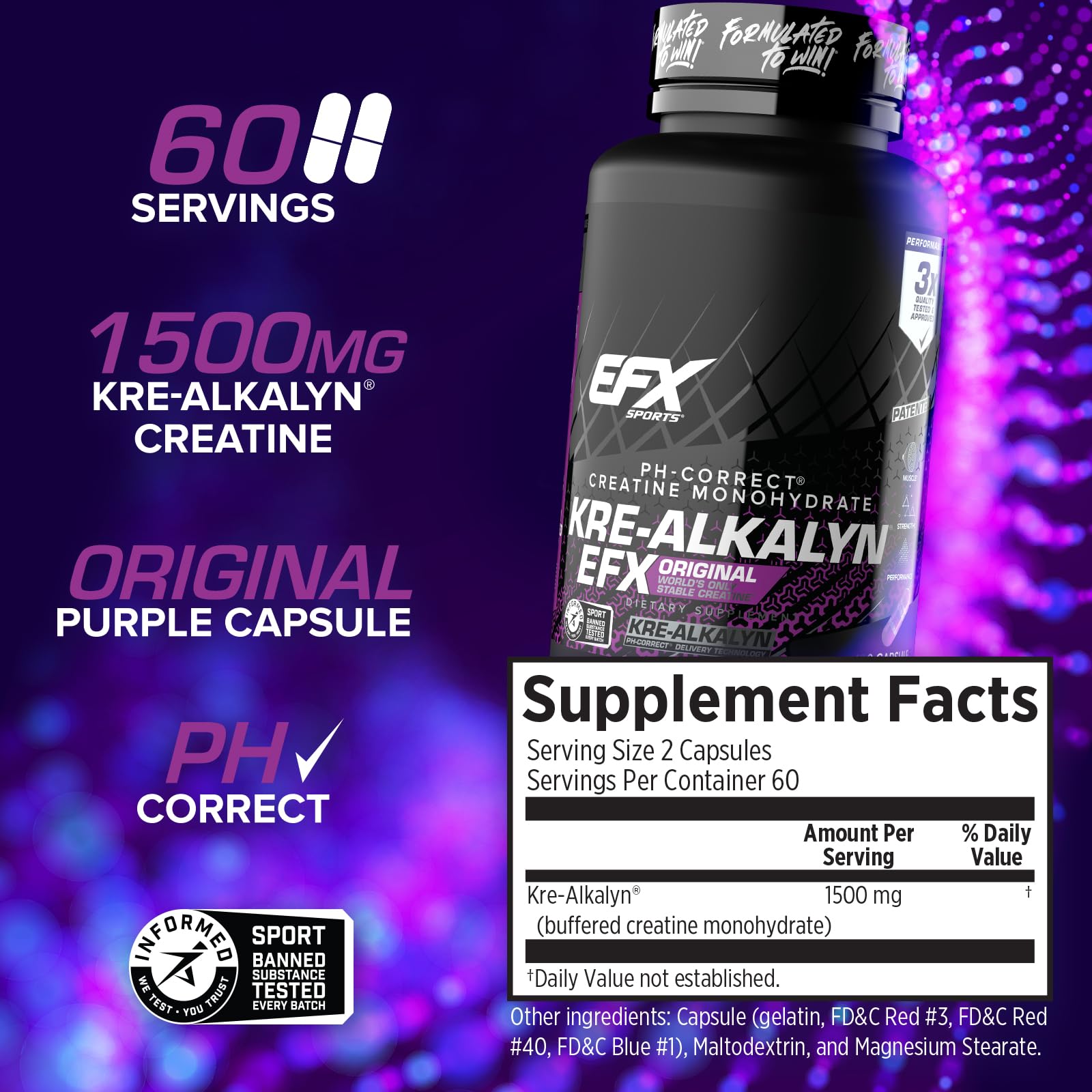 EFX Sports Kre Alkalyn EFX bottle with label