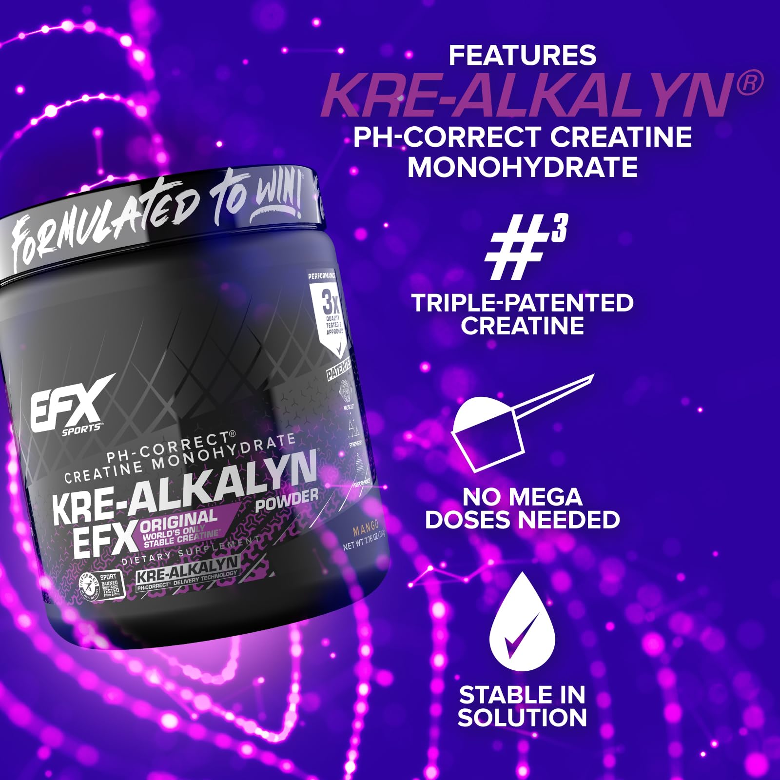 EFX Sports Kre Alkalyn EFX Creatine 280g packaging