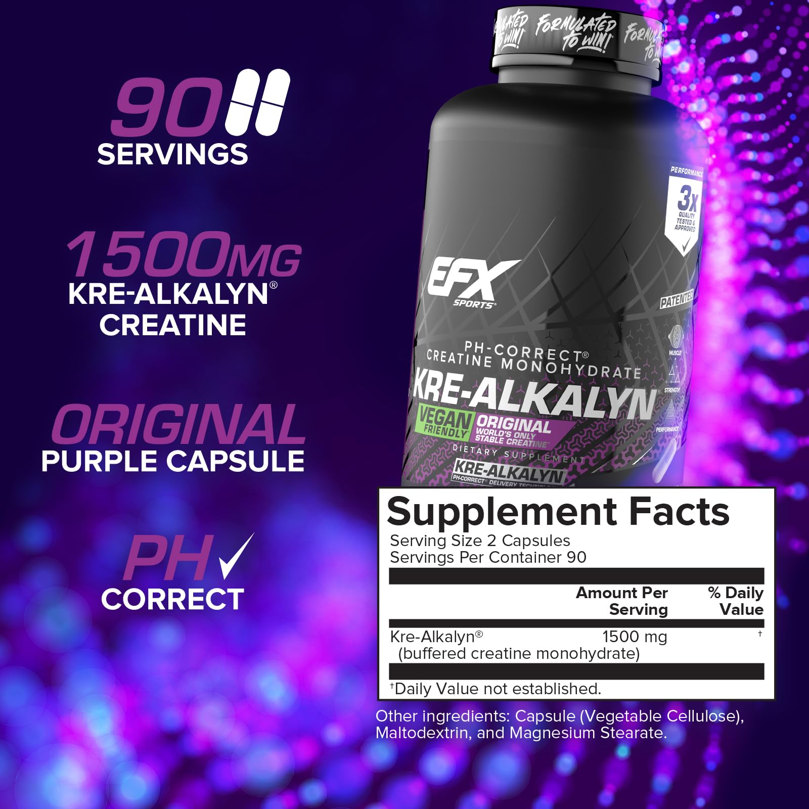 EFX Sports Kre Alkalyn EFX Creatine 420g side view