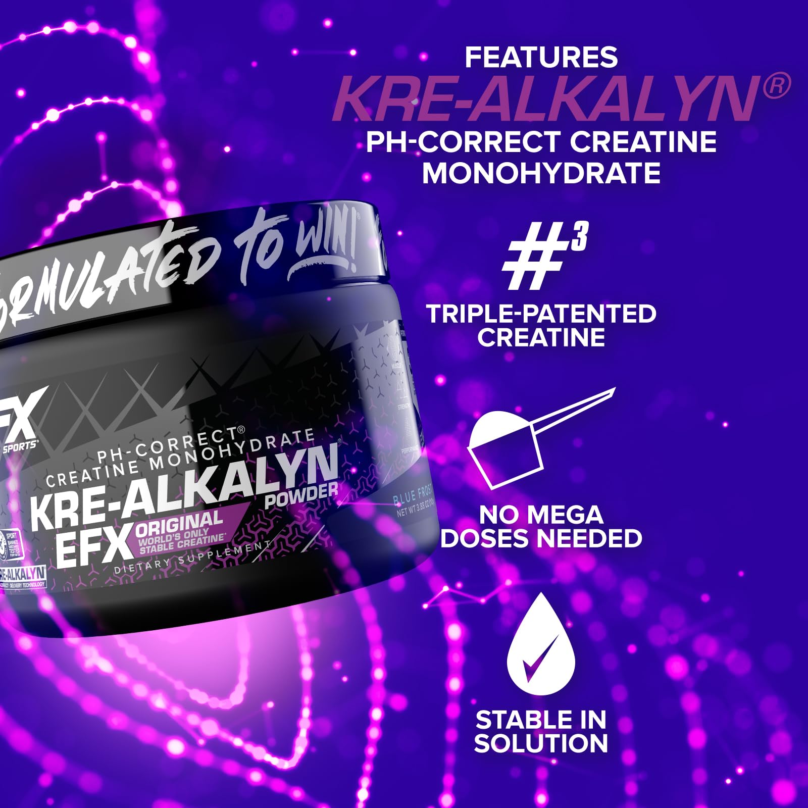 EFX Sports Kre Alkalyn EFX Creatine 99g label details