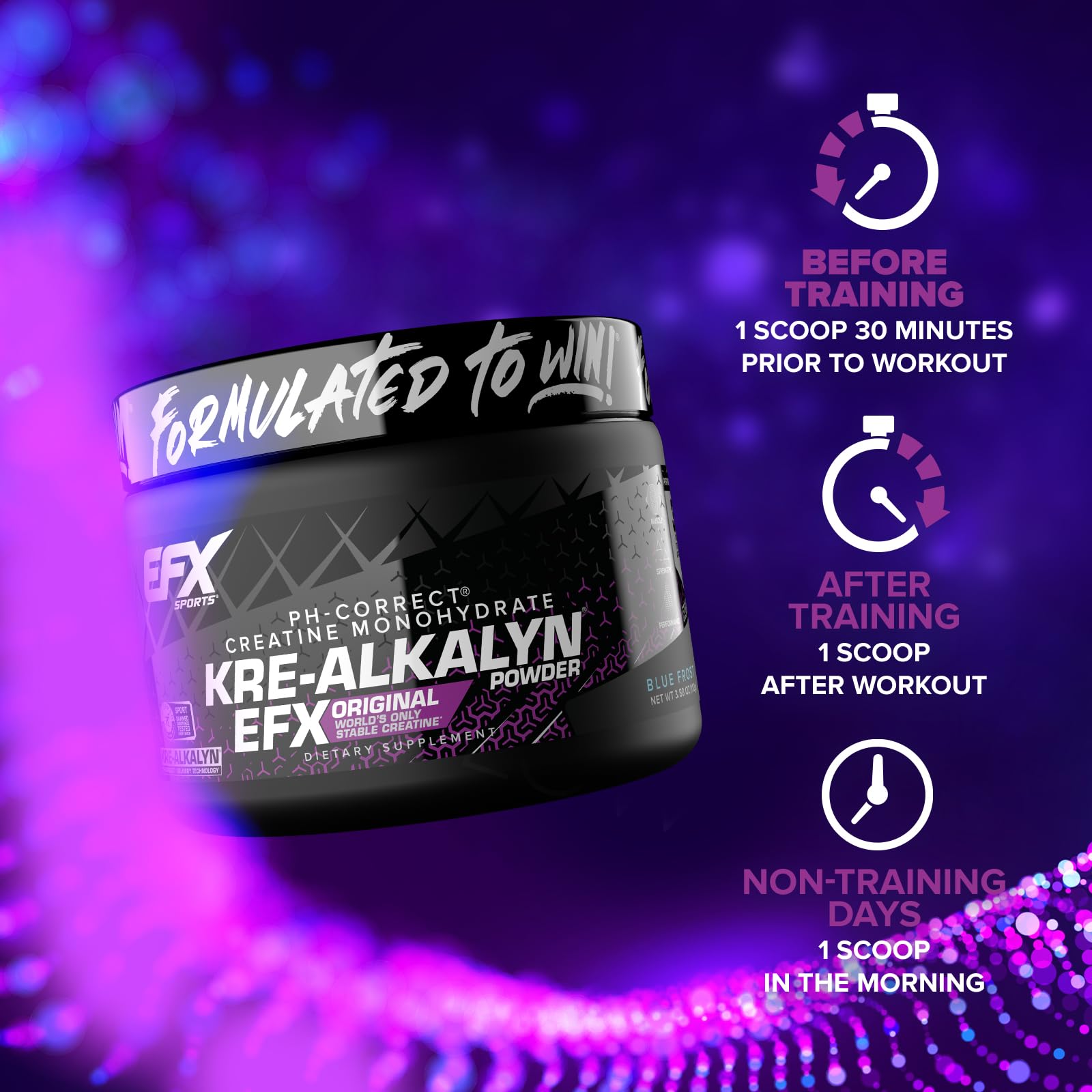 EFX Sports Kre Alkalyn EFX Creatine 99g nutritional information
