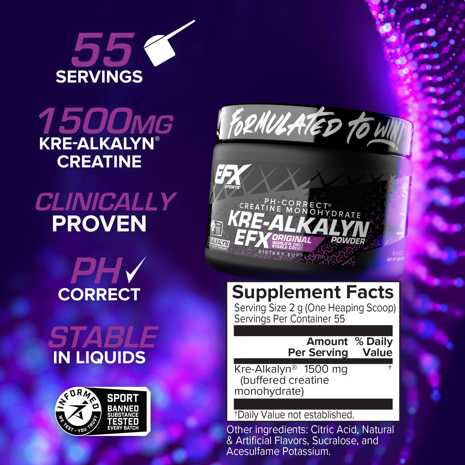 EFX Sports Kre Alkalyn EFX Creatine 99g packaging