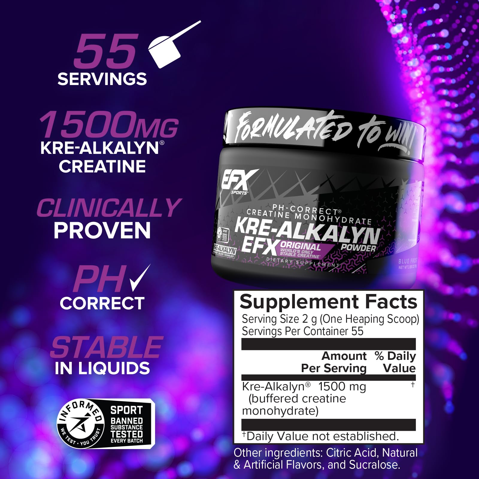 EFX Sports Kre Alkalyn EFX Creatine 99g packaging