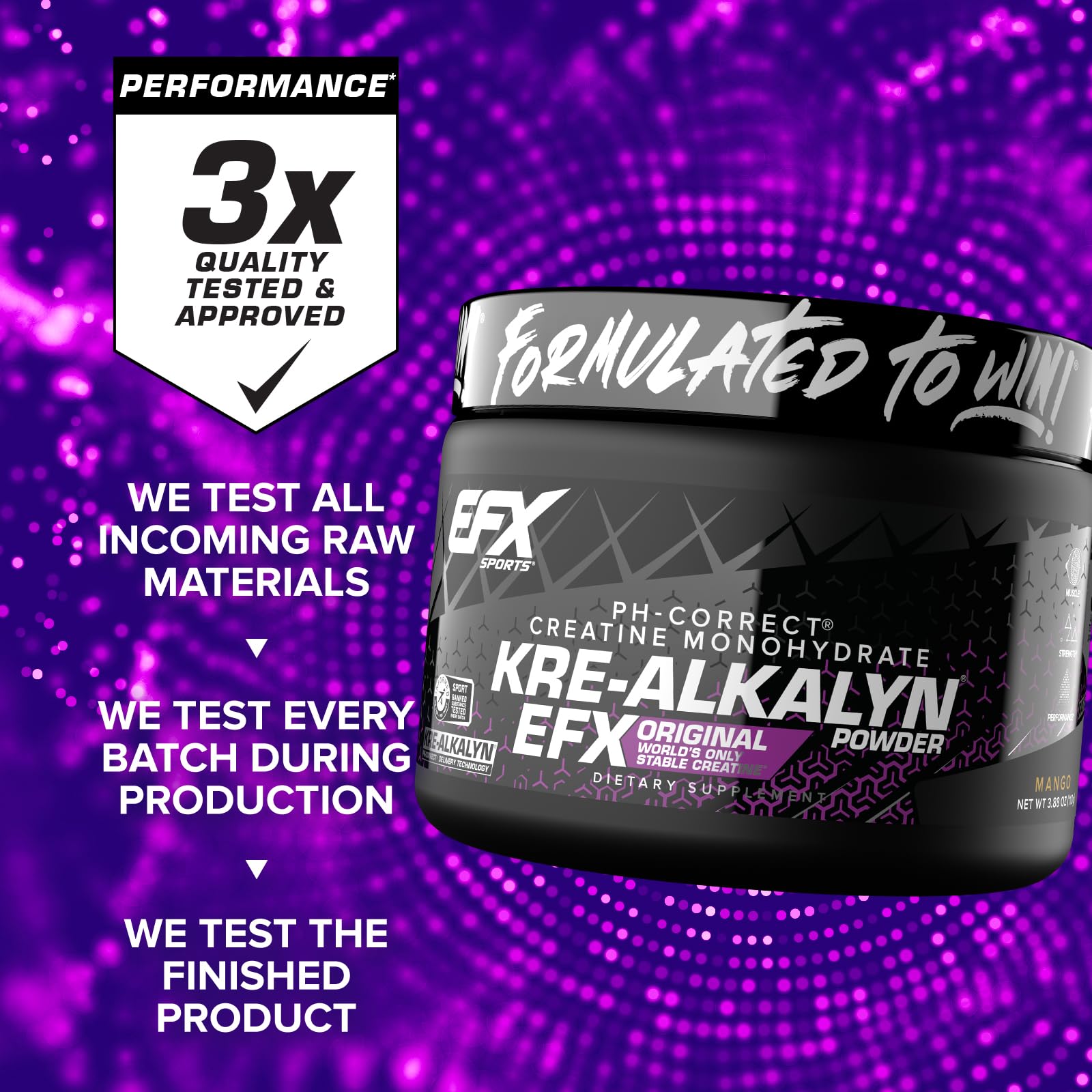 EFX Sports Kre Alkalyn EFX Creatine 99g powder close-up