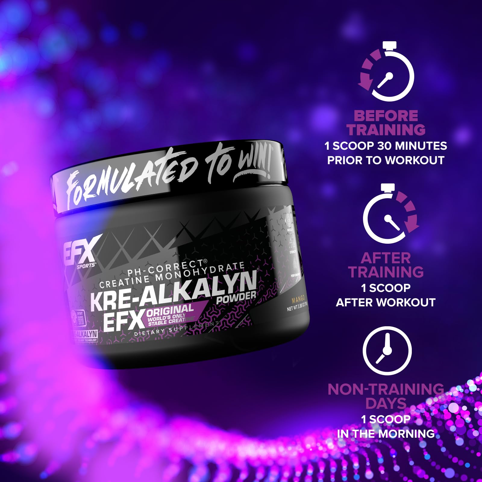 EFX Sports Kre Alkalyn EFX Creatine 99g with shaker bottle