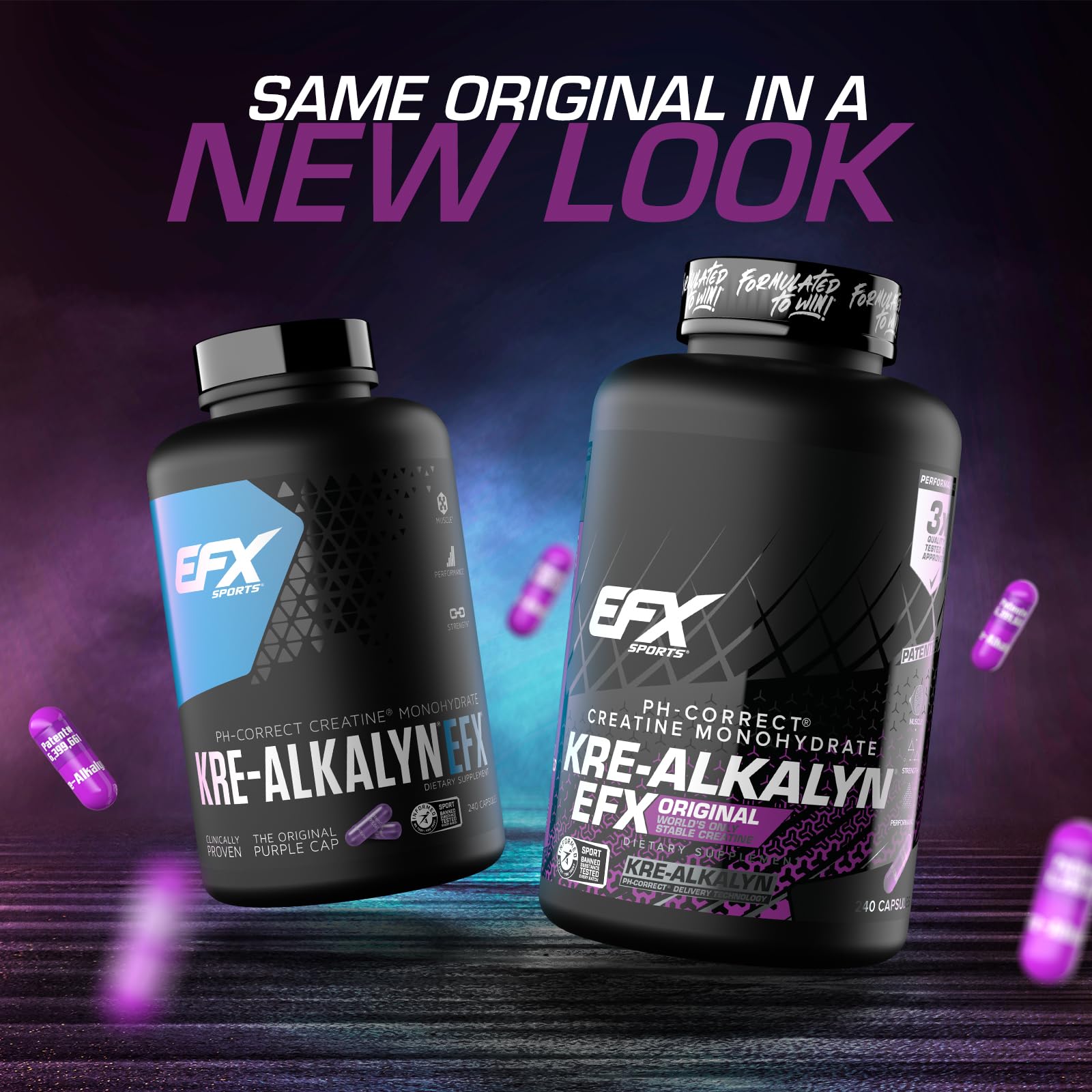 EFX Sports Kre Alkalyn EFX Creatine Capsules bottle with label
