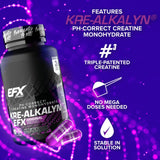 EFX Sports Kre Alkalyn EFX Creatine Capsules on gym bench