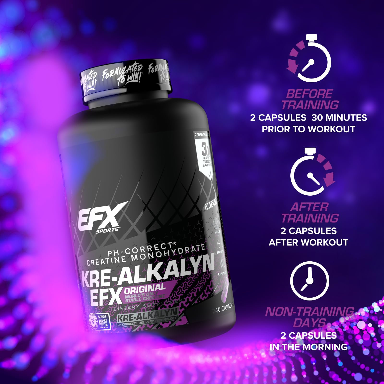 EFX Sports Kre Alkalyn EFX Creatine Capsules side view