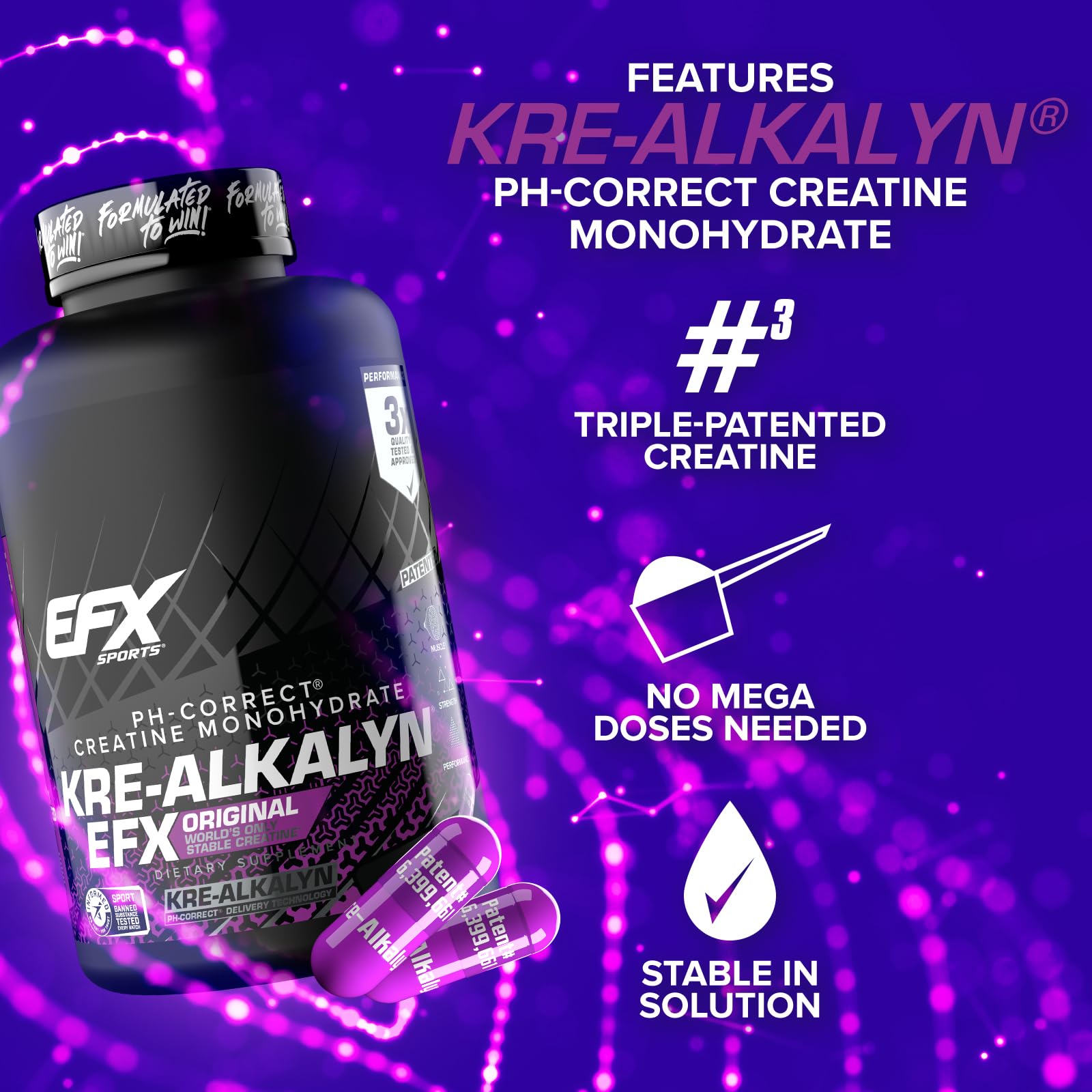 EFX Sports Kre Alkalyn EFX Creatine Capsules with measuring scoop