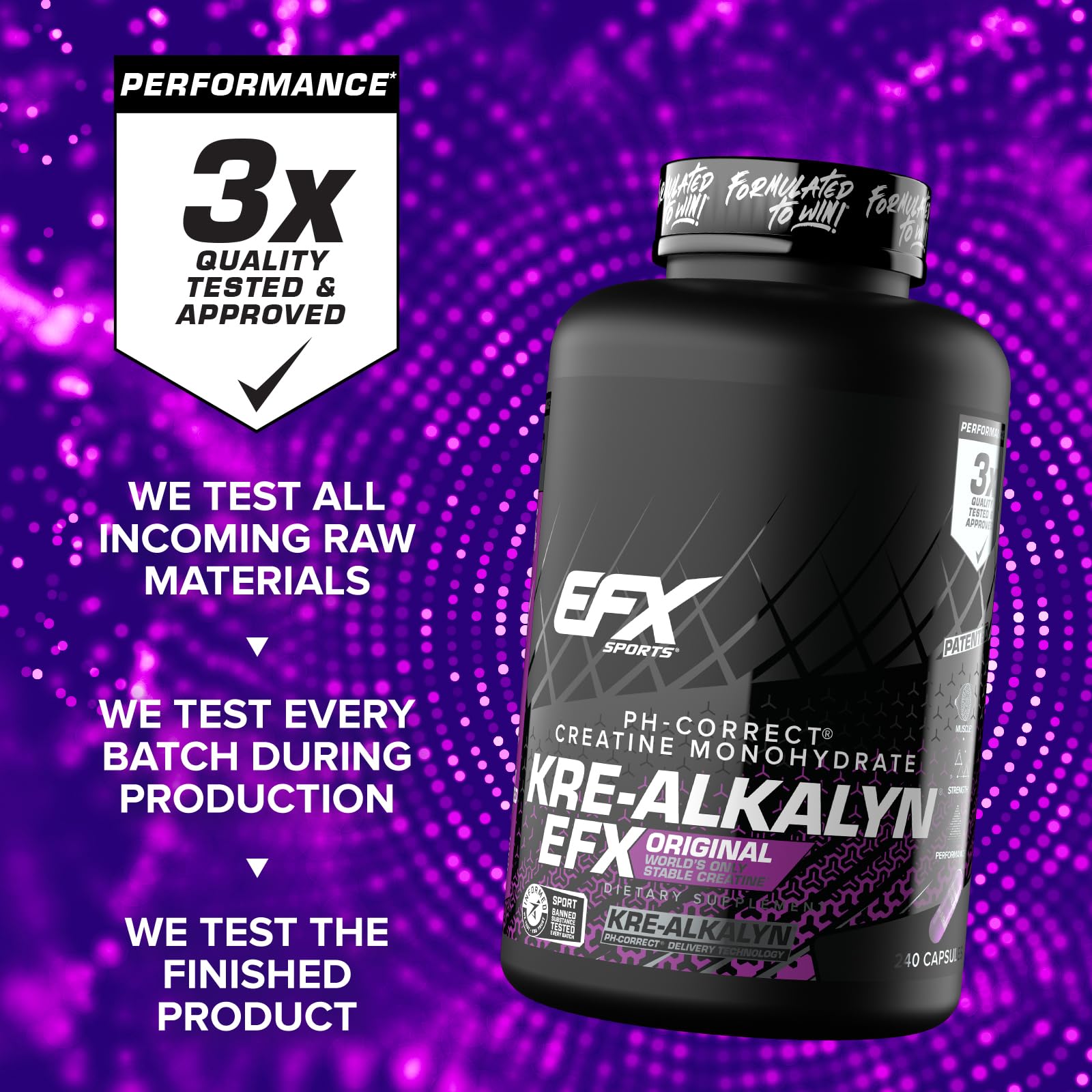 EFX Sports Kre Alkalyn EFX Creatine Capsules with workout gear