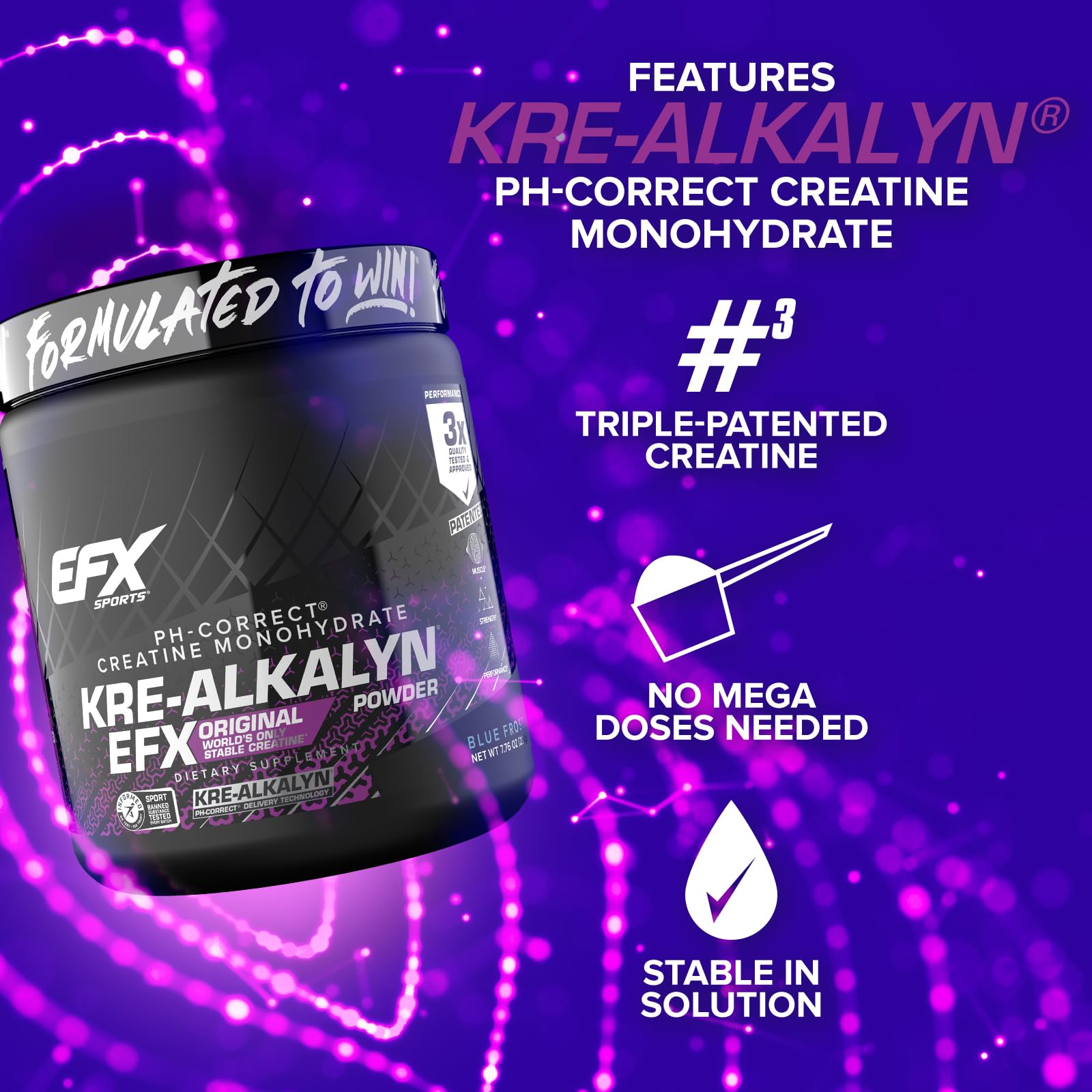 EFX Sports Kre Alkalyn EFX Creatine Monohydrate 220g side view