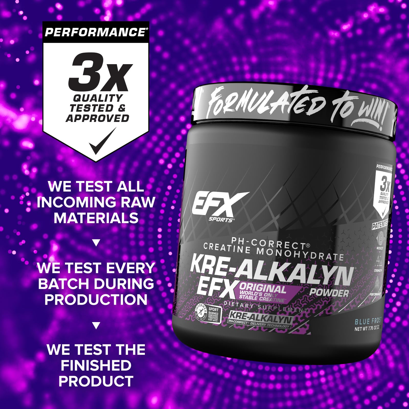 EFX Sports Kre Alkalyn EFX Creatine Monohydrate in a shaker