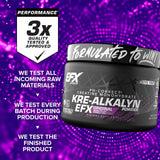 EFX Sports Kre Alkalyn EFX Creatine Powder lifestyle scene with gym equipment