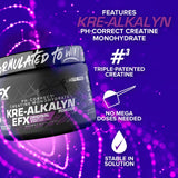 EFX Sports Kre Alkalyn EFX Creatine Powder mixed in a glass