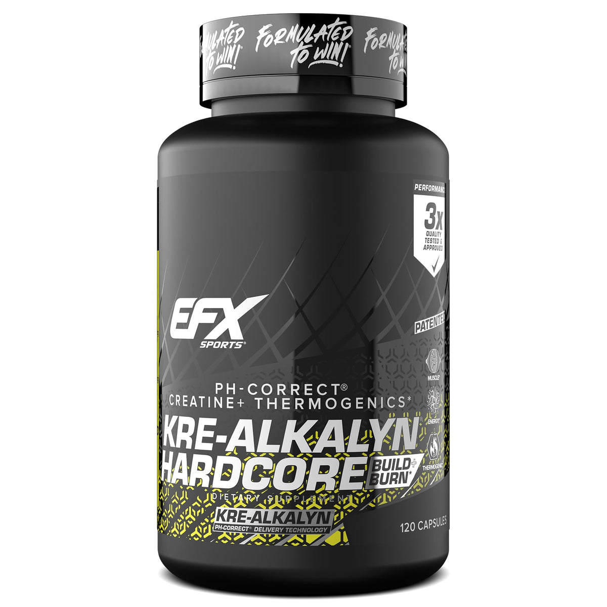 EFX Sports Kre Alkalyn Hardcore Creatine 100g capsule bottle front view
