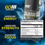 EFX Sports Kre Alkalyn Hardcore Creatine 204g nutrition label