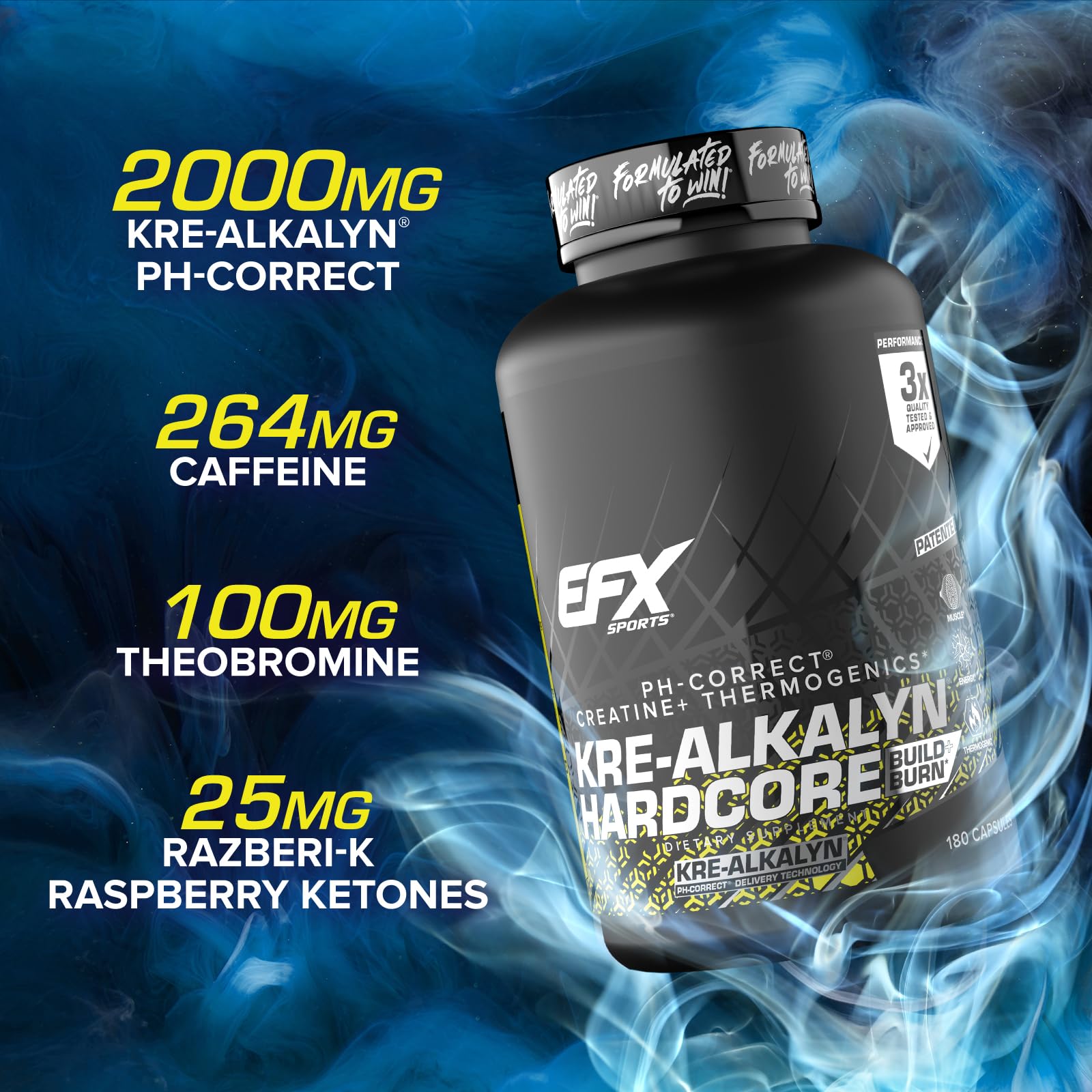EFX Sports Kre Alkalyn Hardcore Creatine 204g side view