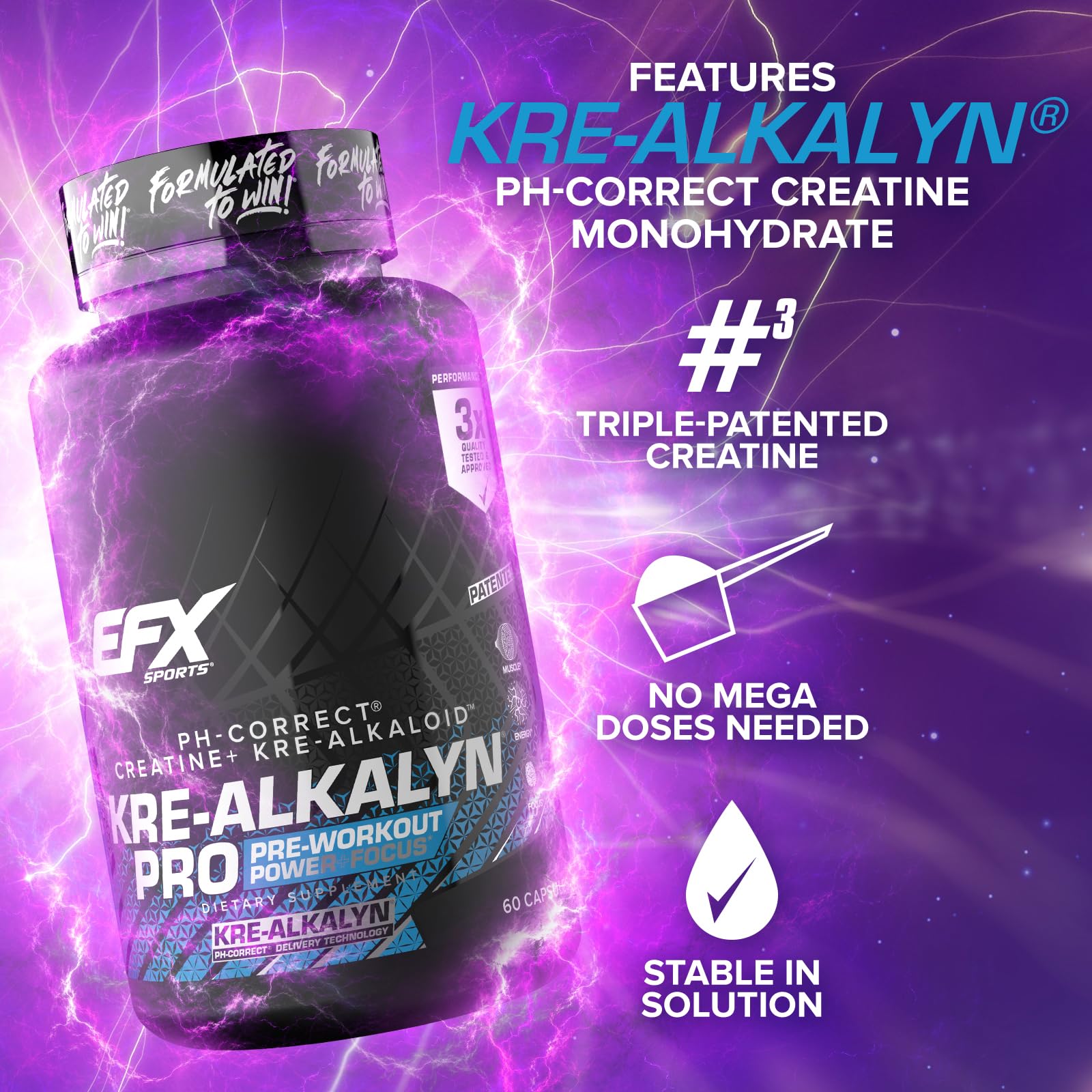 EFX Sports Kre Alkalyn Pro Creatine Capsules close-up of capsules