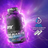 EFX Sports Kre Alkalyn Pro Creatine Capsules in gym bag