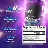 EFX Sports Kre Alkalyn Pro Creatine Capsules nutritional information