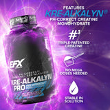 EFX Sports Kre Alkalyn Pro Creatine Capsules on gym bench
