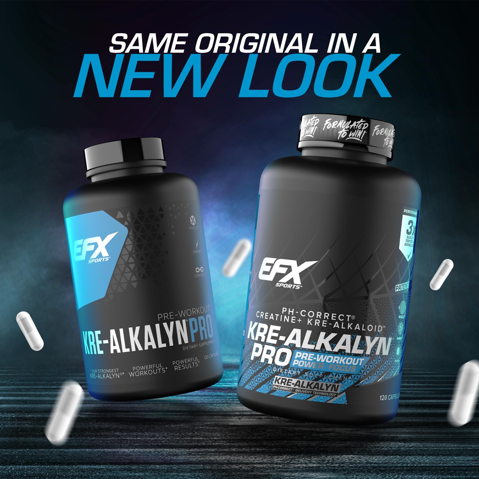 EFX Sports Kre Alkalyn Pro Creatine Capsules side view