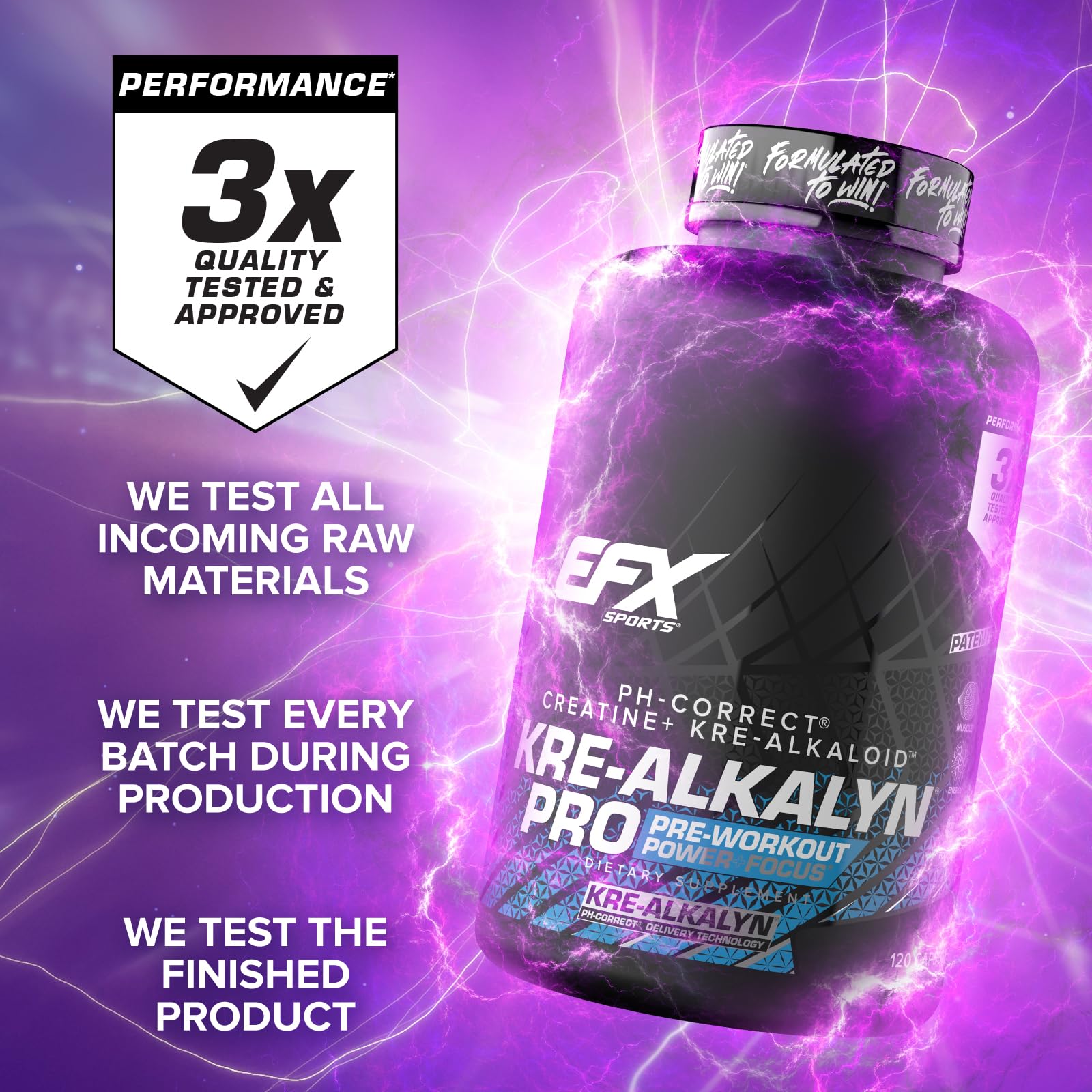 EFX Sports Kre Alkalyn Pro Creatine Capsules with measuring spoon