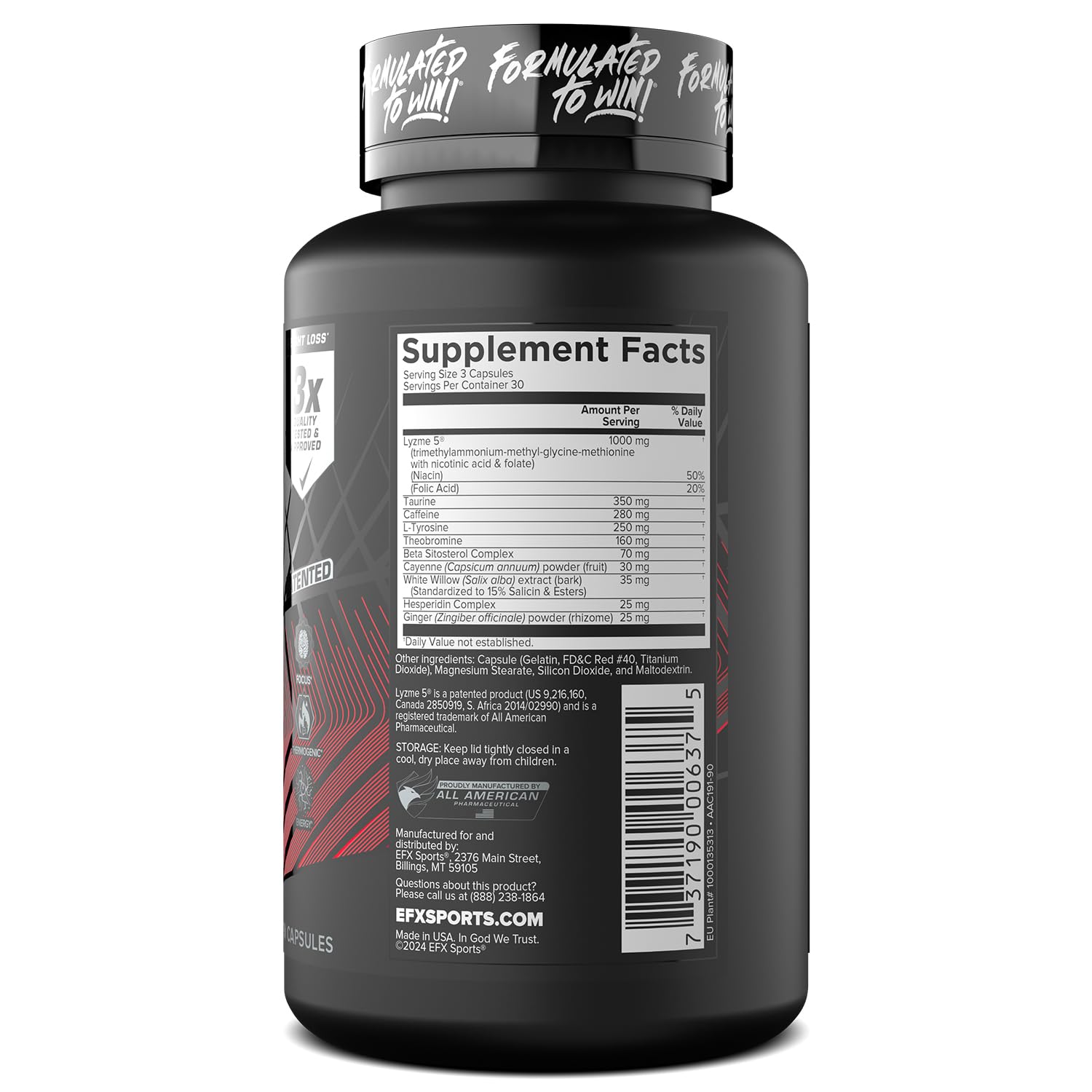 EFX Sports Lean Fix Xtreme Fat Burner bottle on a table