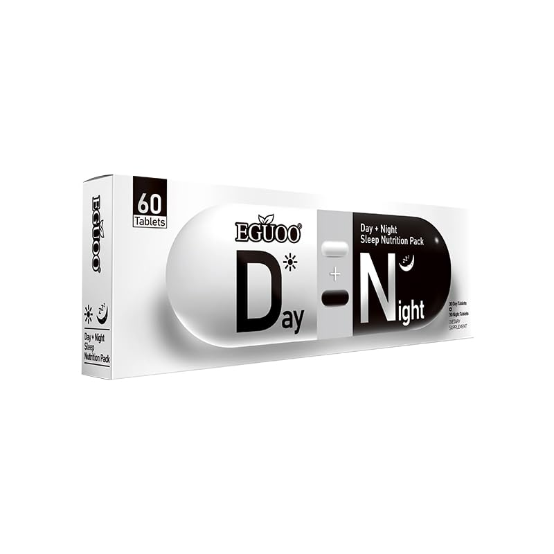 EGUOO Day & Night Sleep Nutrition Pack front view with 60 tablets
