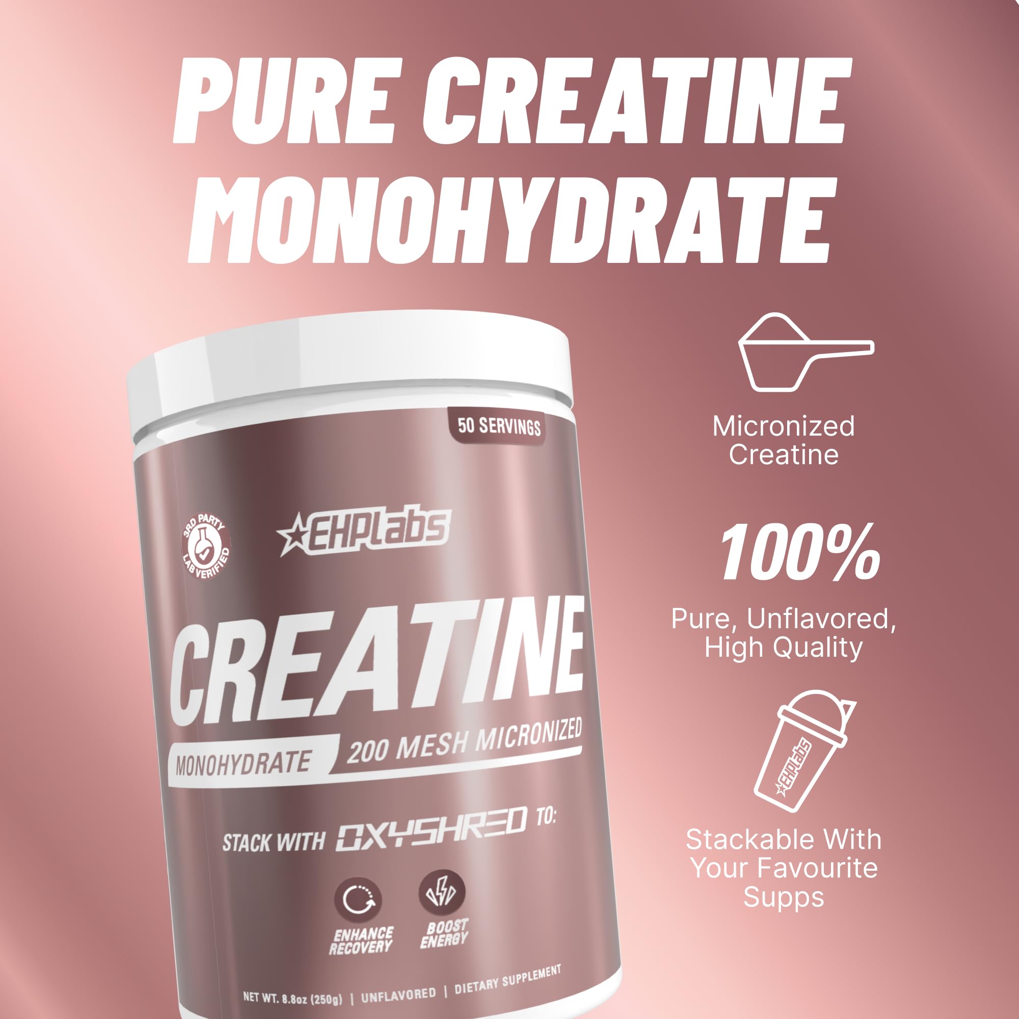 EHP Labs CREA-8 100% Pure Creatine Monohydrate packaging