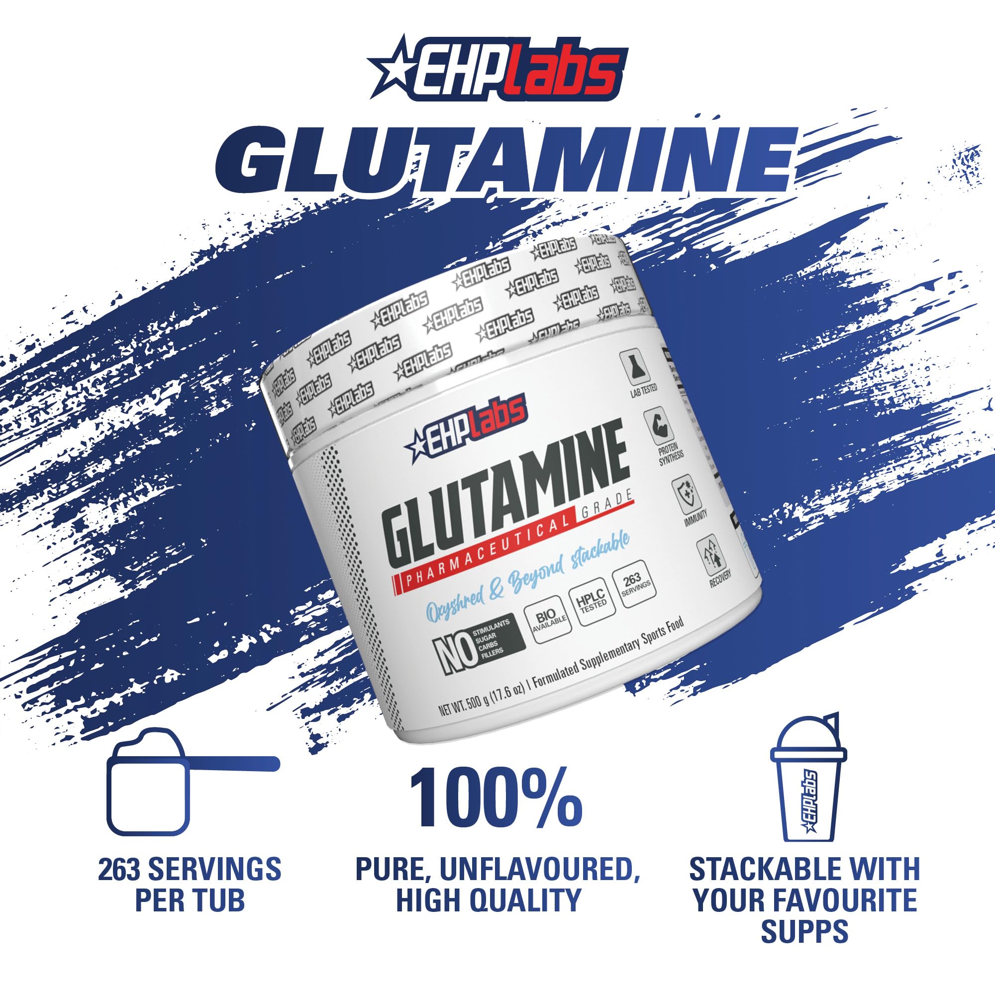 EHP Labs L-Glutamine Powder 500g back view