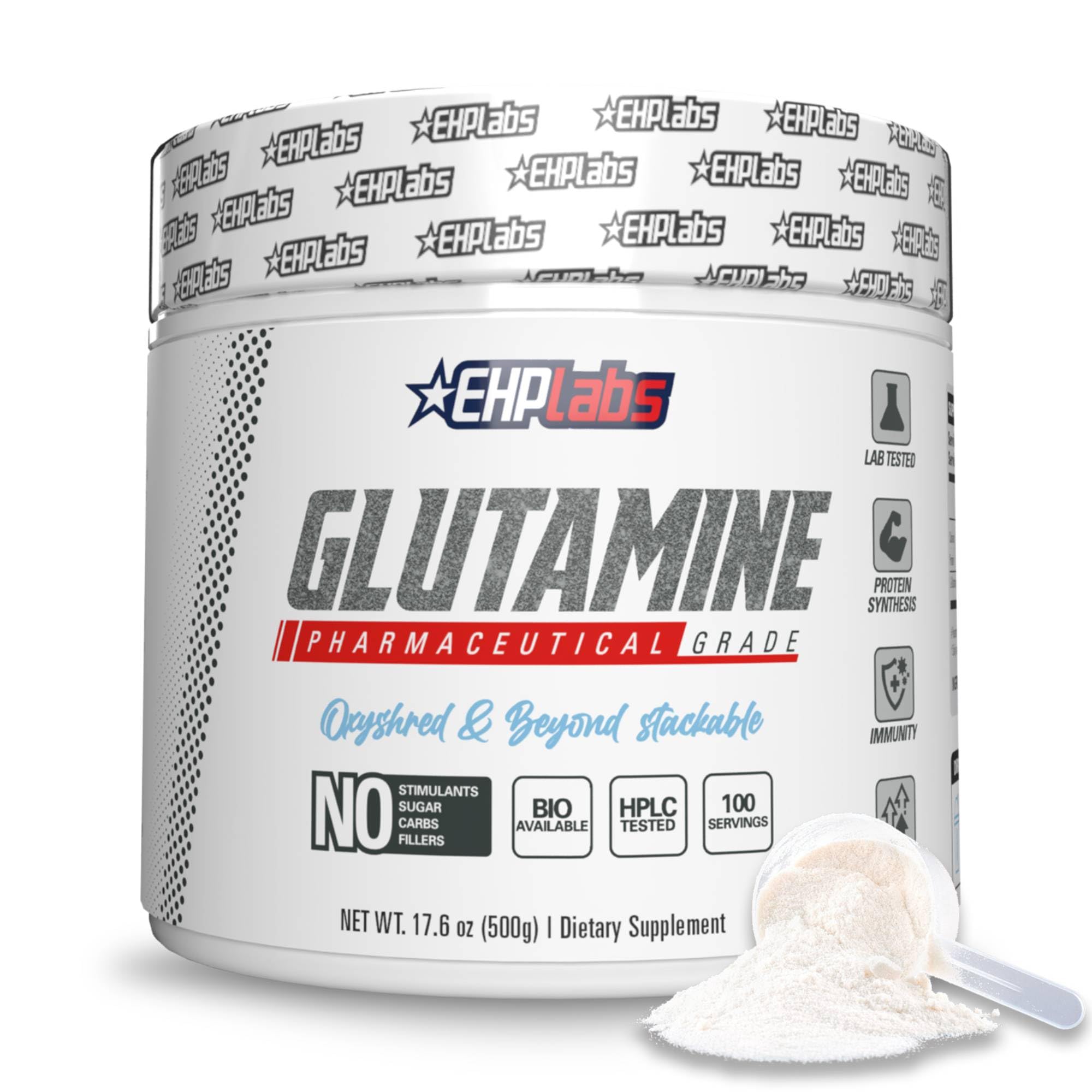 EHP Labs L-Glutamine Powder 500g front view