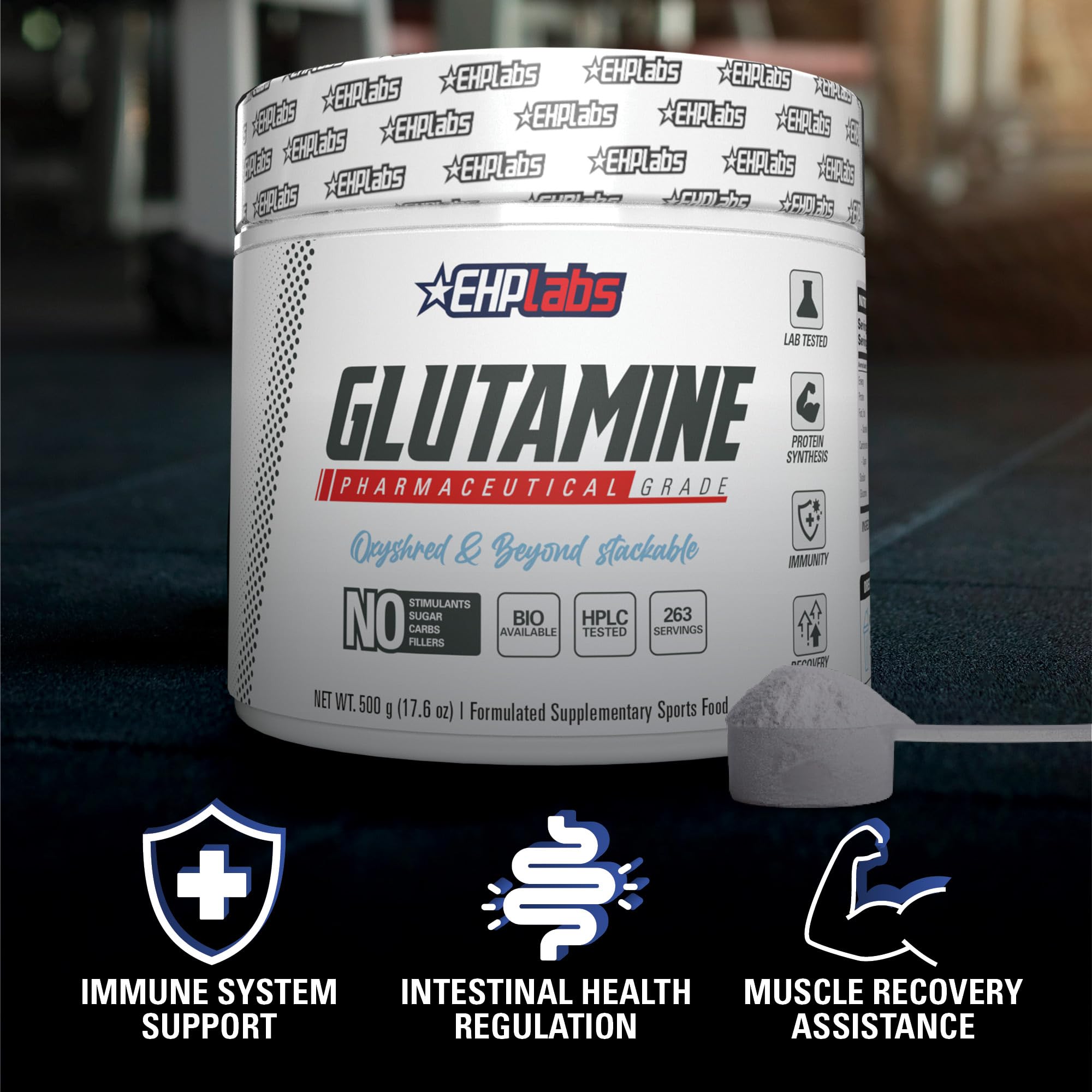 EHP Labs L-Glutamine Powder 500g serving suggestion