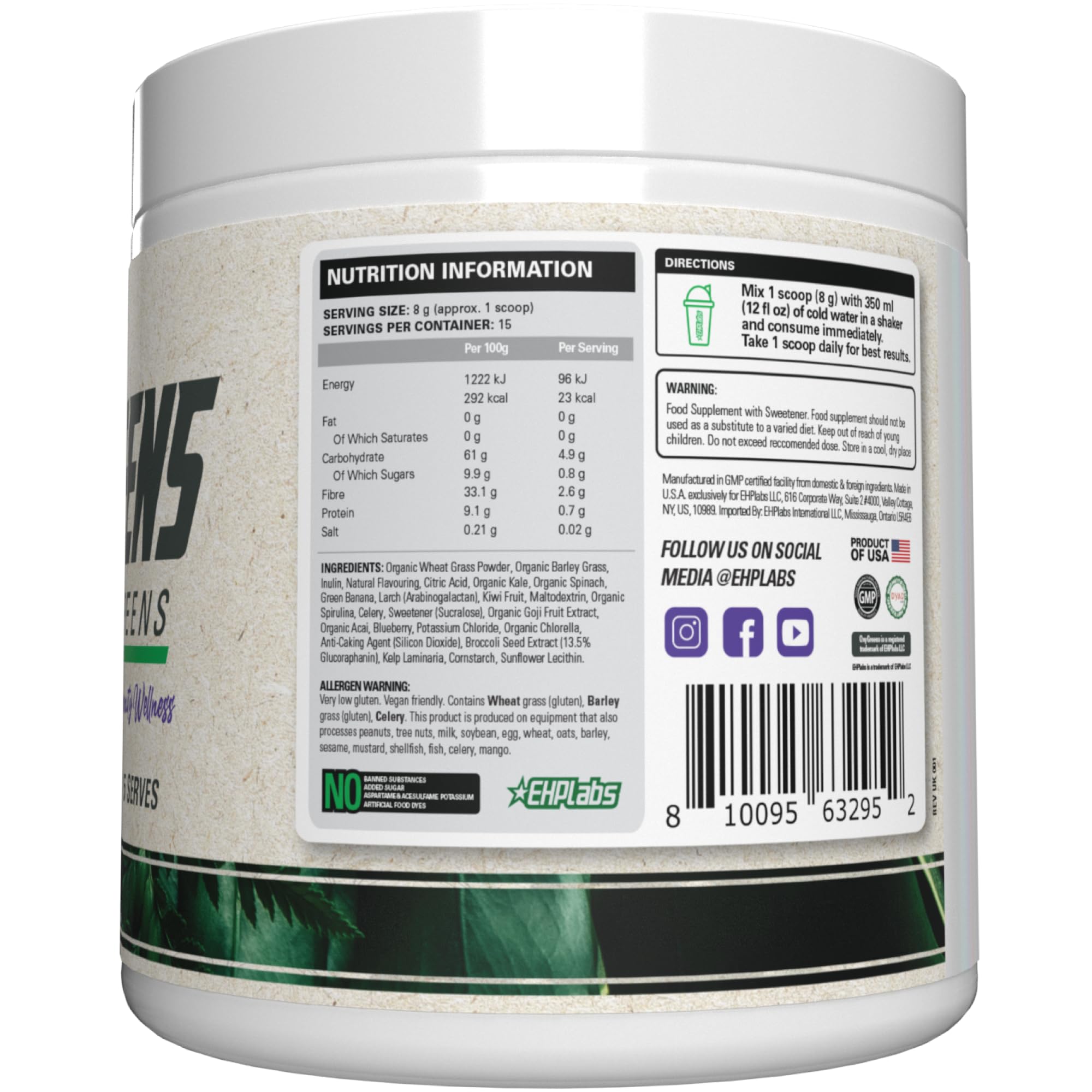 EHP Labs OxyGreens Daily Super Greens Powder in a bowl