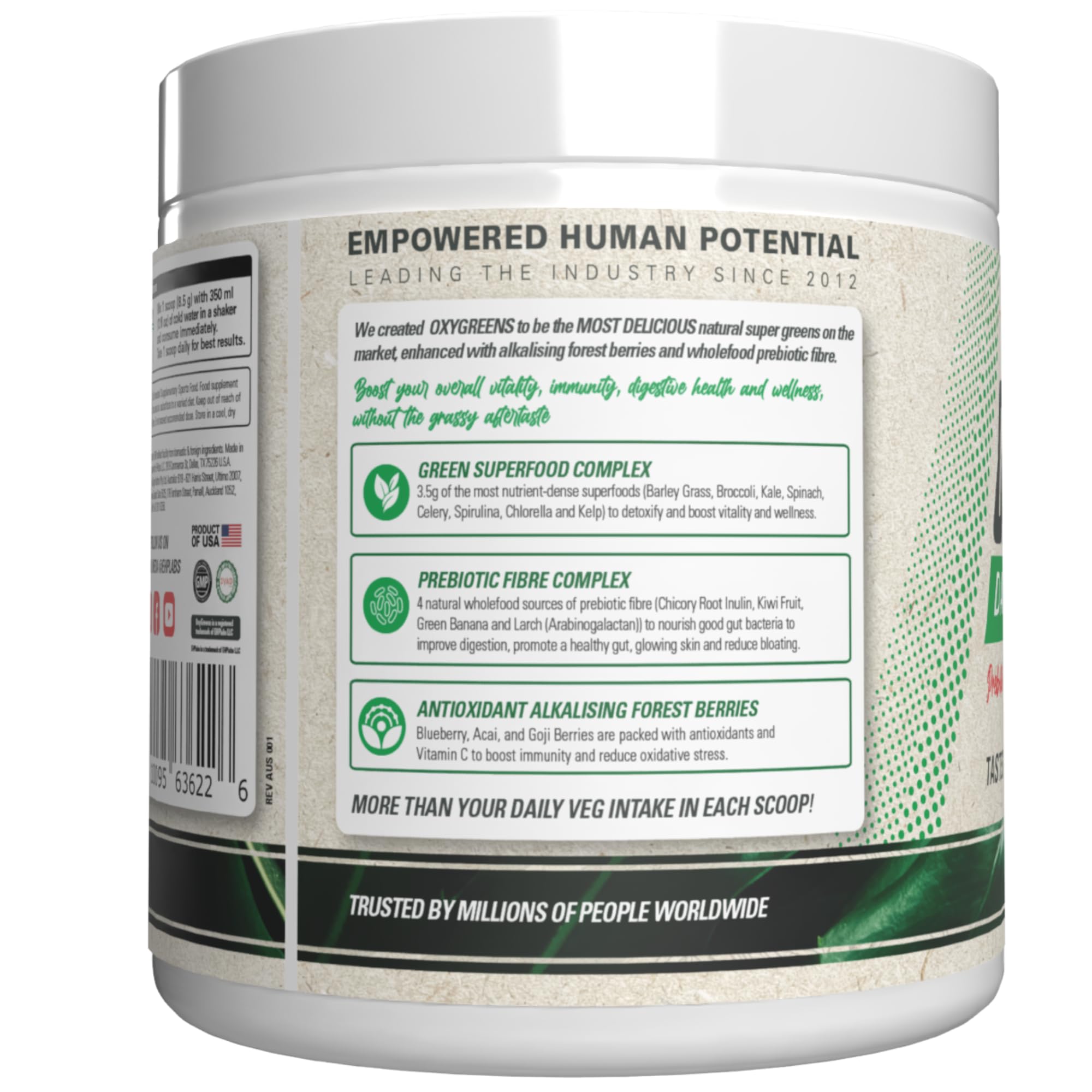 EHP Labs OxyGreens Daily Super Greens Powder nutritional information