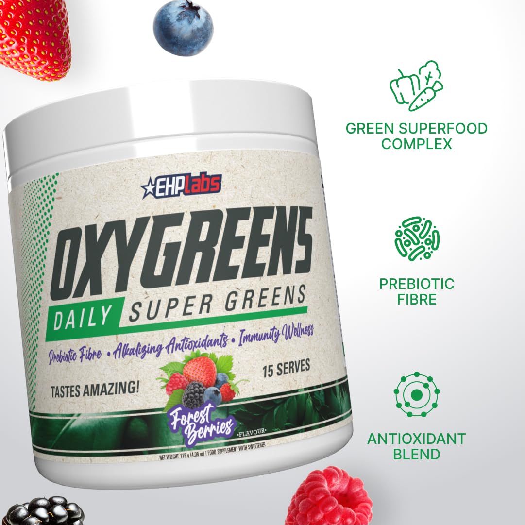 EHP Labs OxyGreens Daily Super Greens Powder scoop with powder
