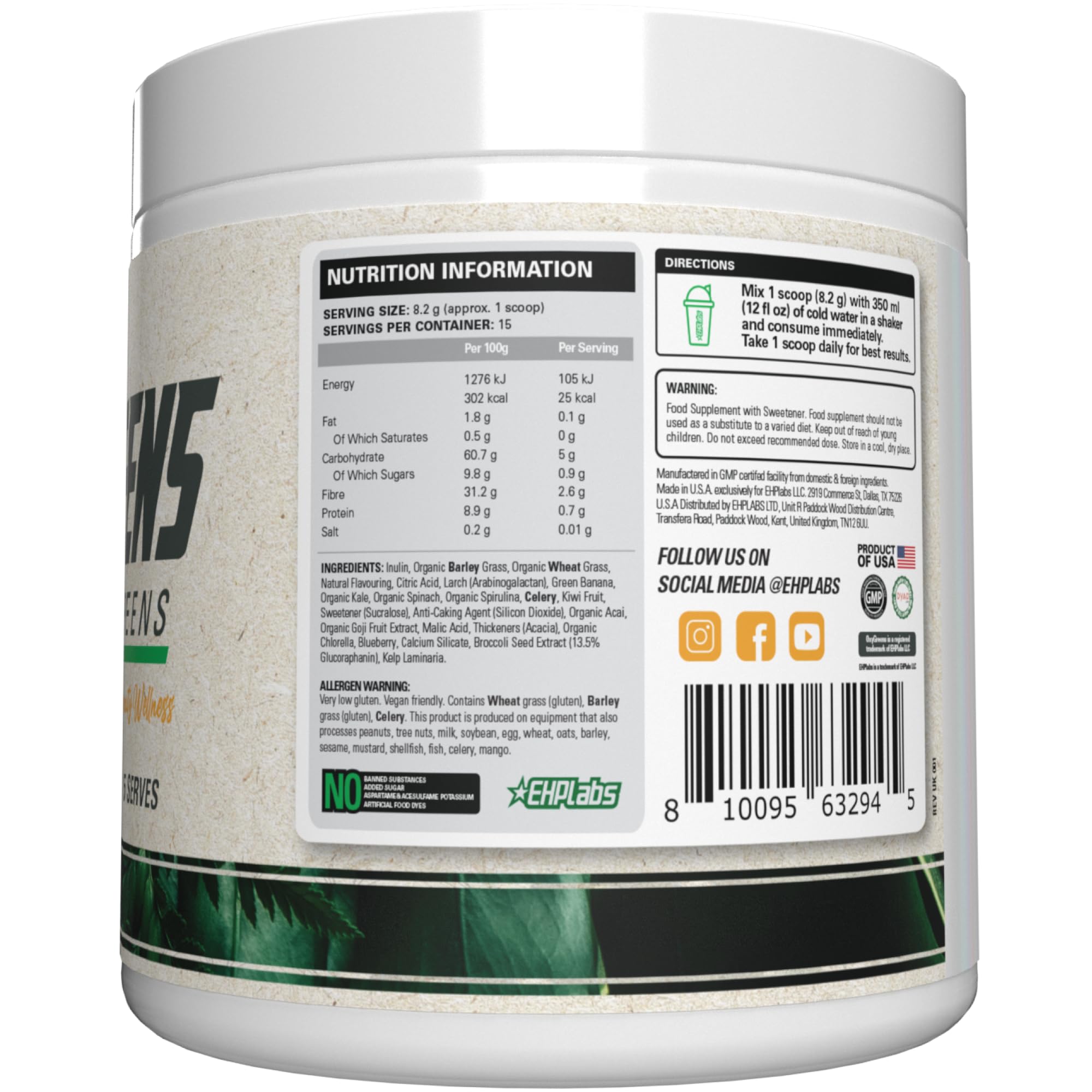 EHP Labs OxyGreens Daily Super Greens Powder with fresh greens