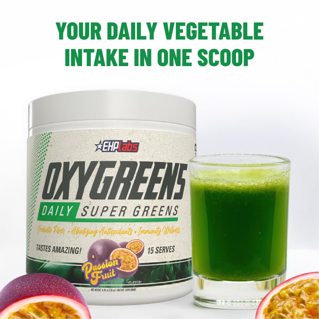 EHP Labs OxyGreens Super Greens Powder 200g mixed in water