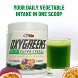 EHP Labs OxyGreens Super Greens Powder 200g mixed in water