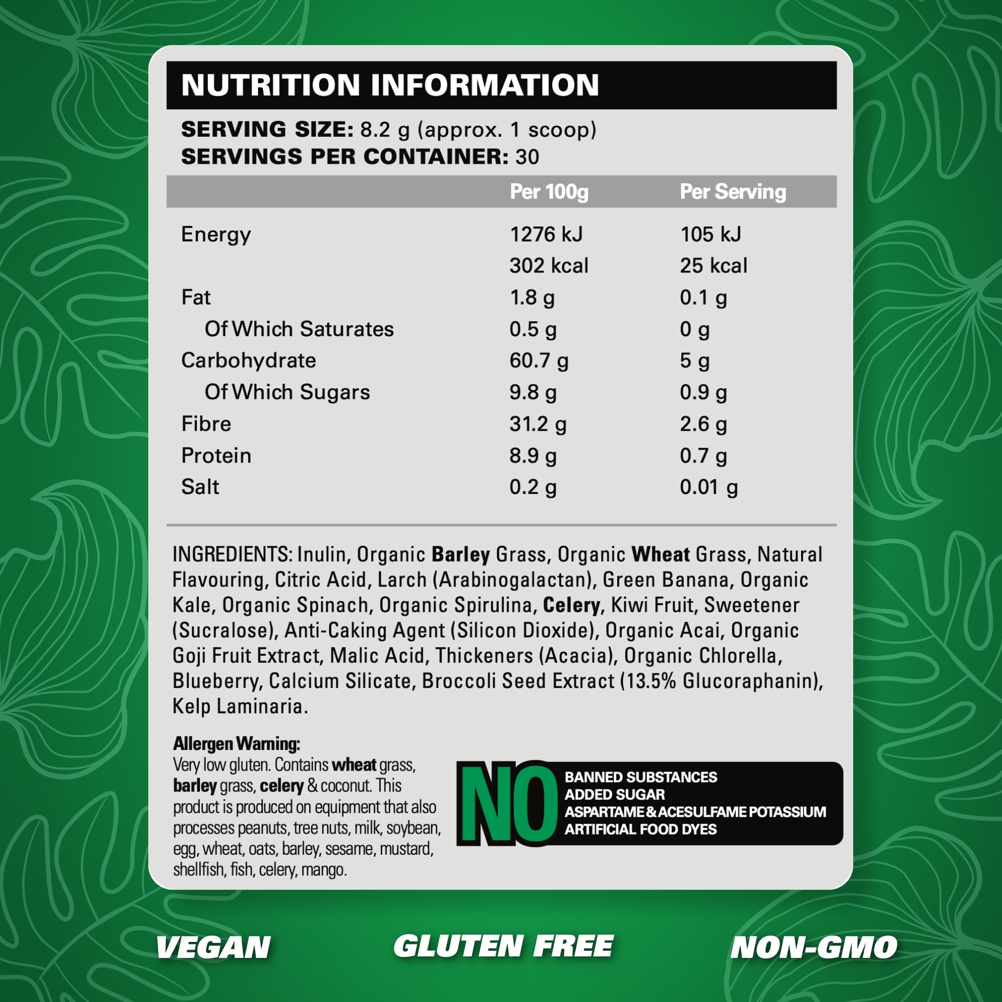 EHP LABS Spirulina Superfood Powder scoop with green powder