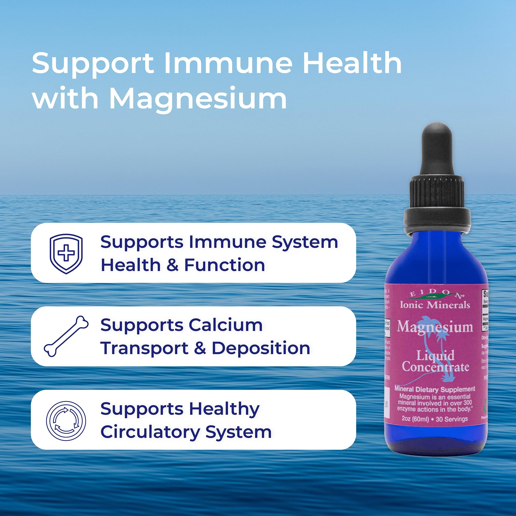 Eidon Ionic Minerals Magnesium Liquid Supplement 18 oz label close-up