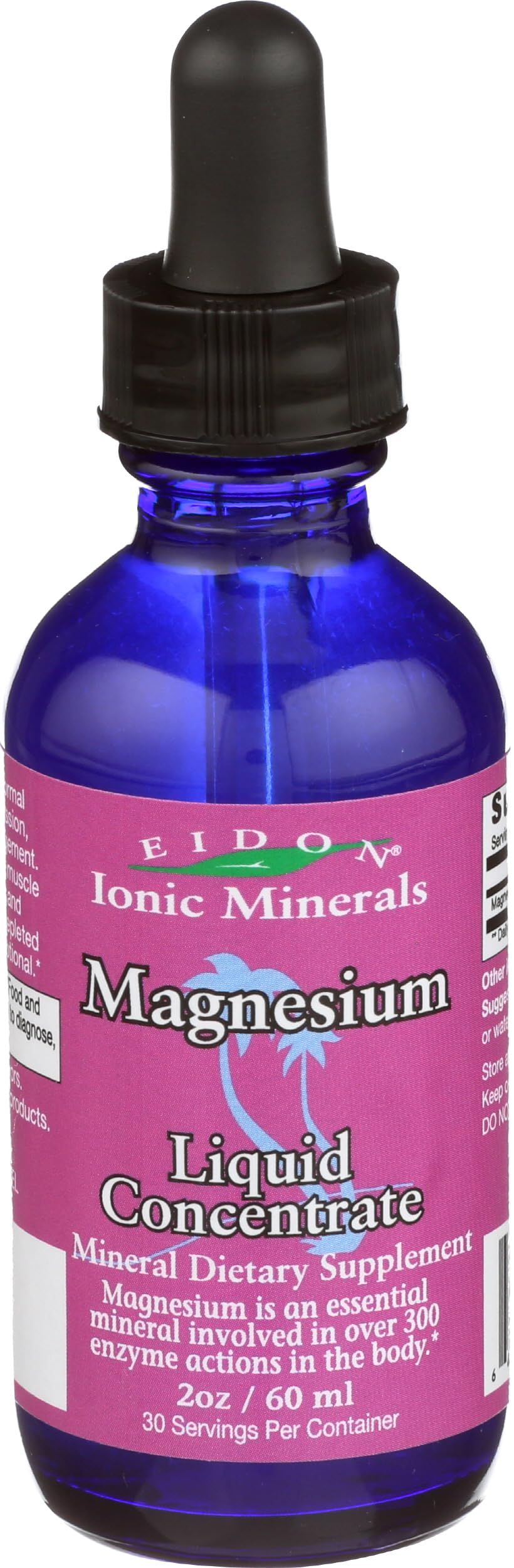 Eidon Ionic Minerals Magnesium Liquid Supplement bottle with drops in glass