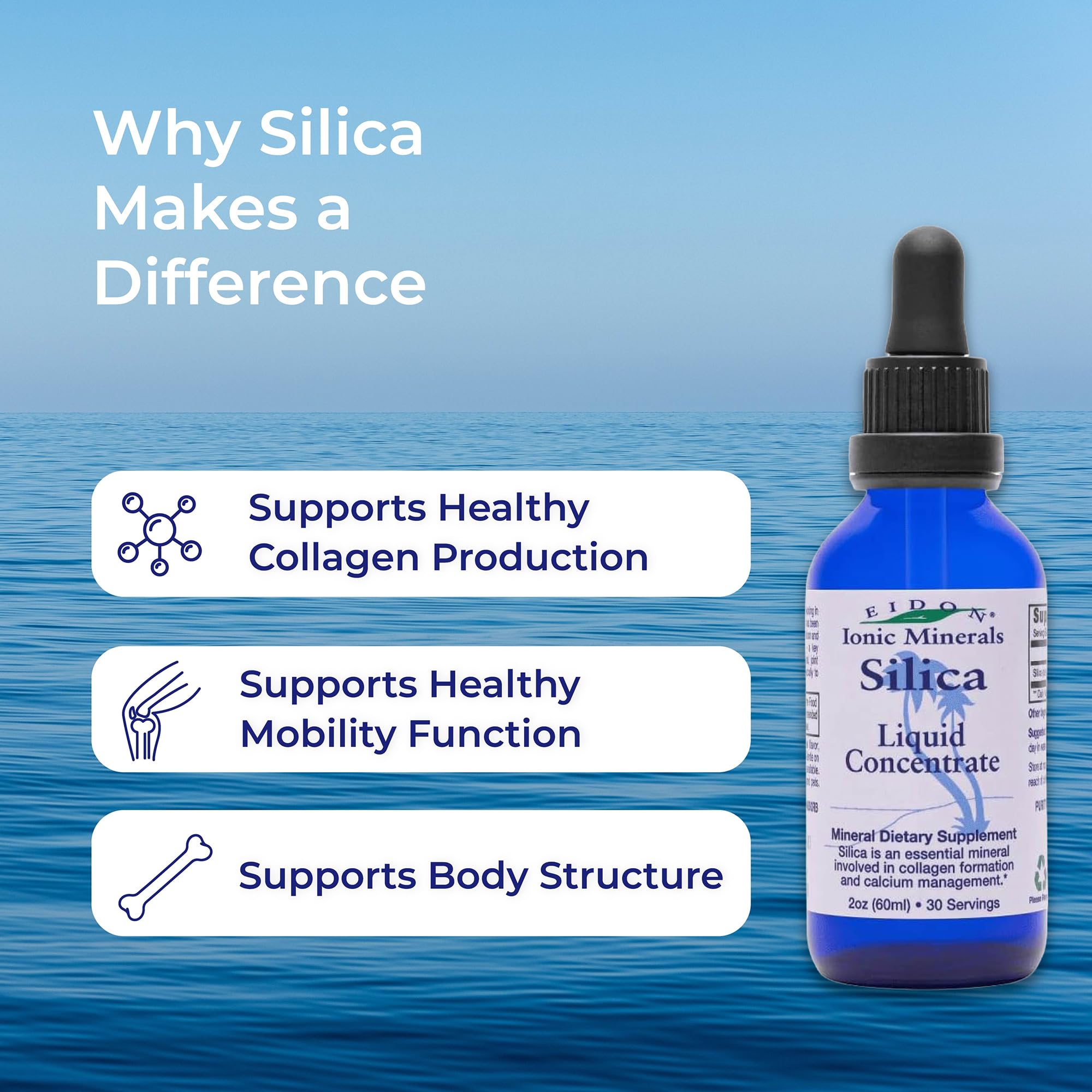 Eidon Ionic Minerals Silica Supplement in lifestyle setting