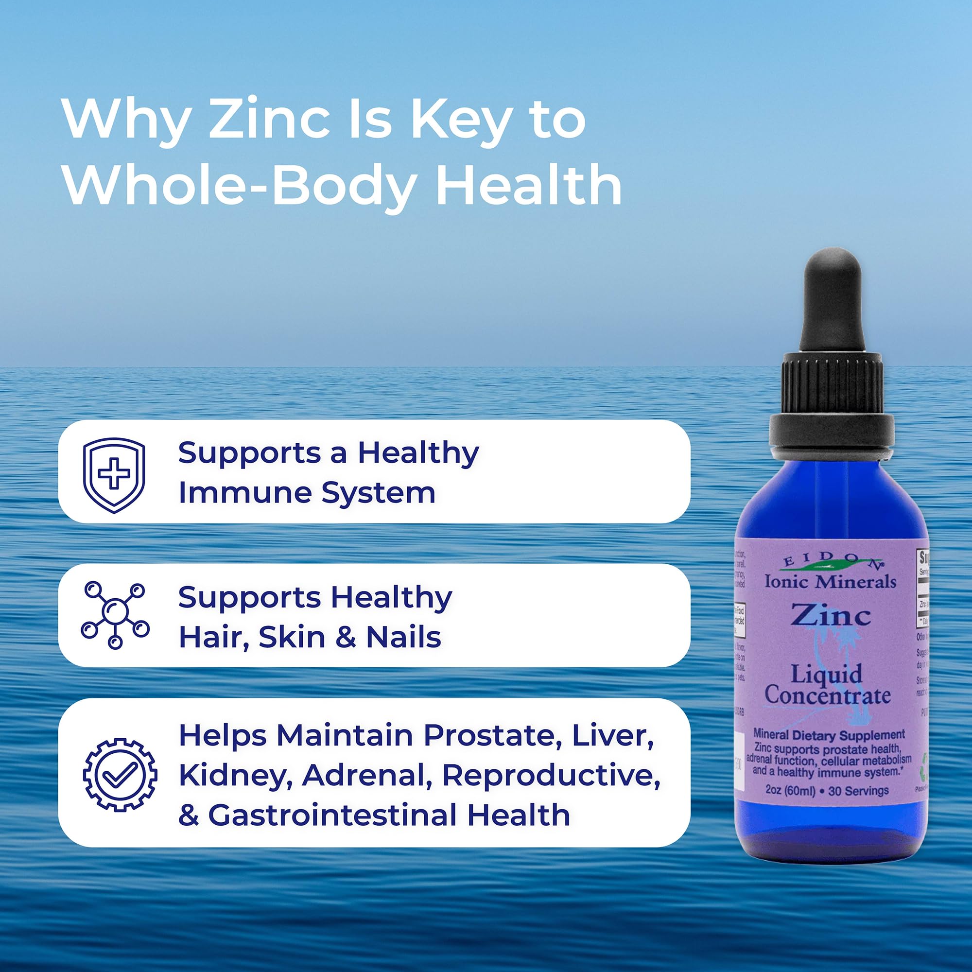 Eidon Ionic Minerals Zinc Liquid Supplement 257g ingredients list