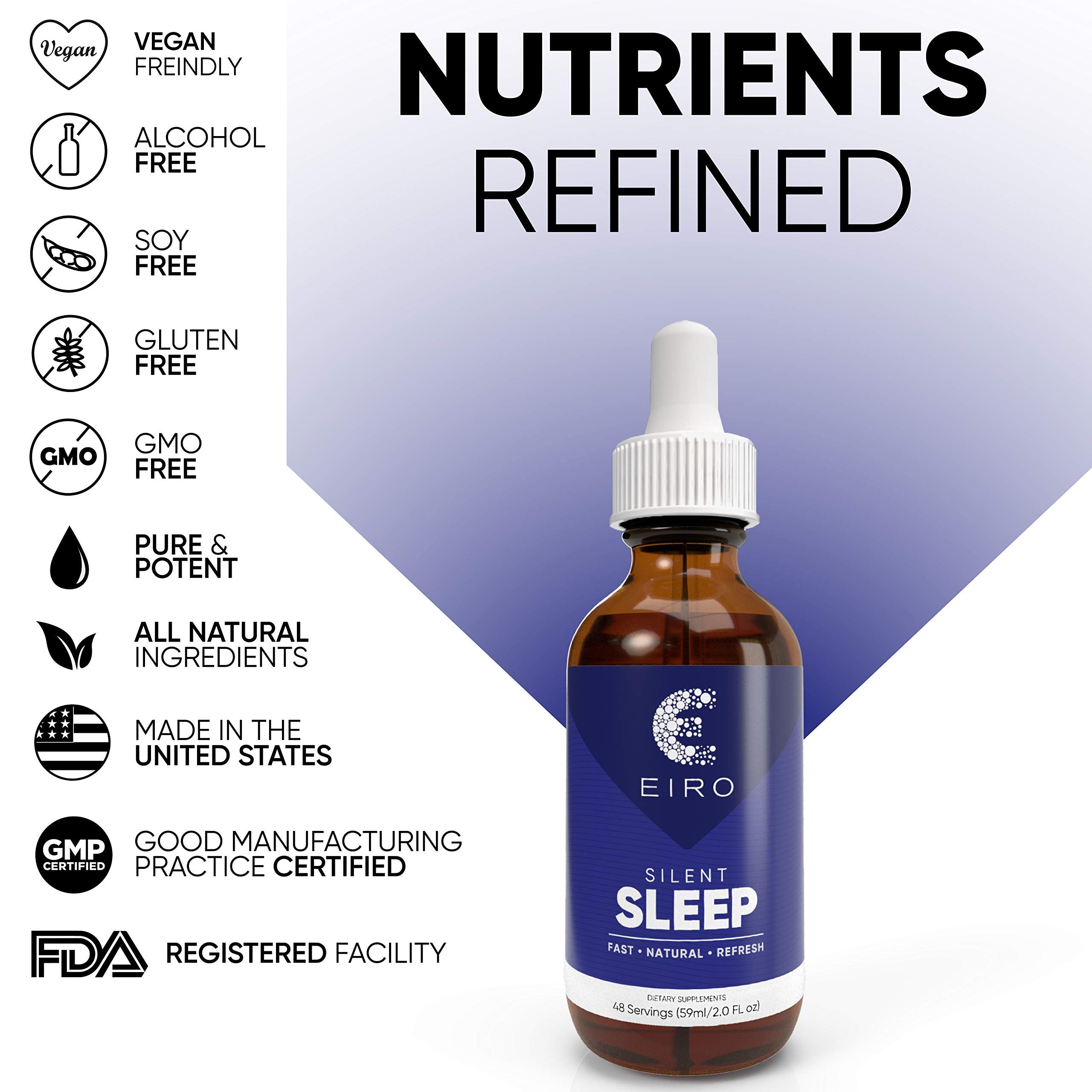 Eiro Silent Sleep bottle with liquid drops shown