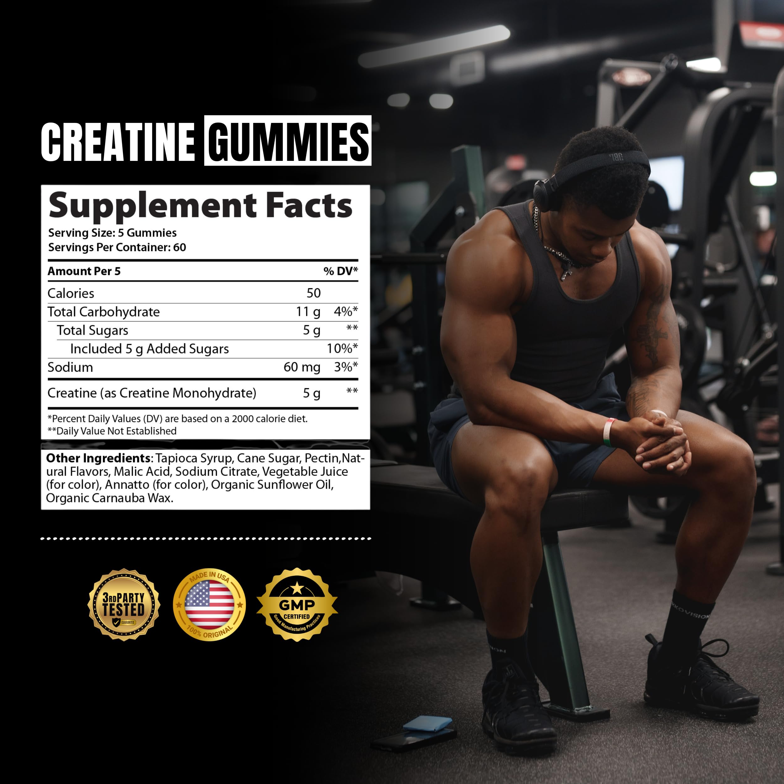 Ekkovision Creatine Gummies in a hand for size reference