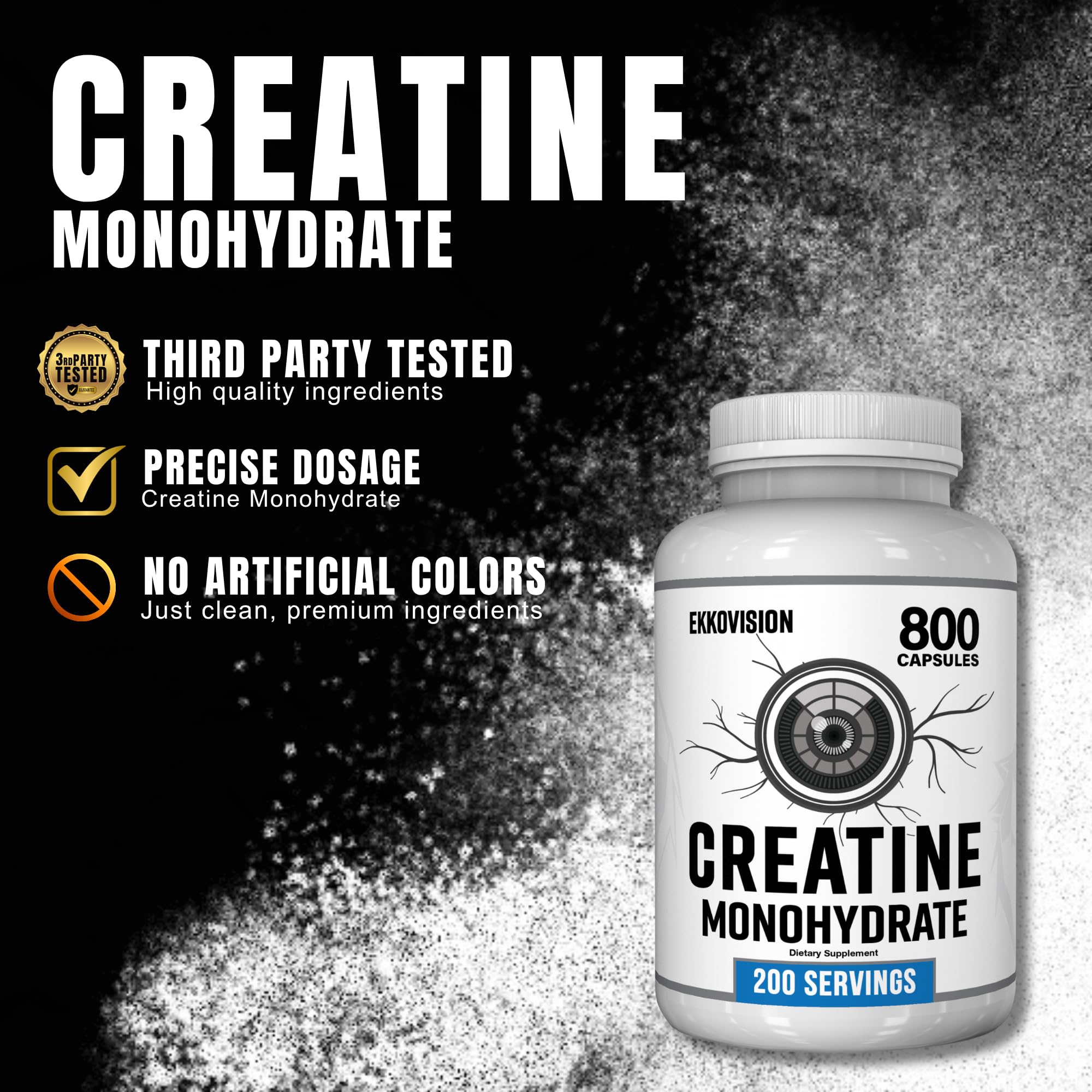 Ekkovision Creatine Monohydrate Capsules lifestyle scene with gym equipment