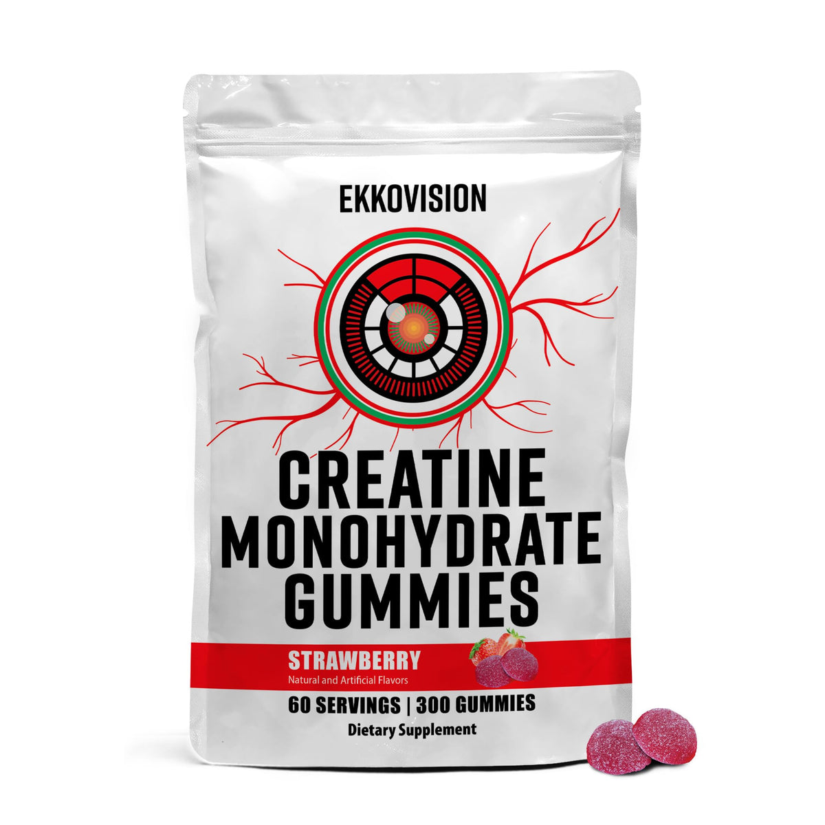 Ekkovision Creatine Monohydrate Gummies front view with packaging