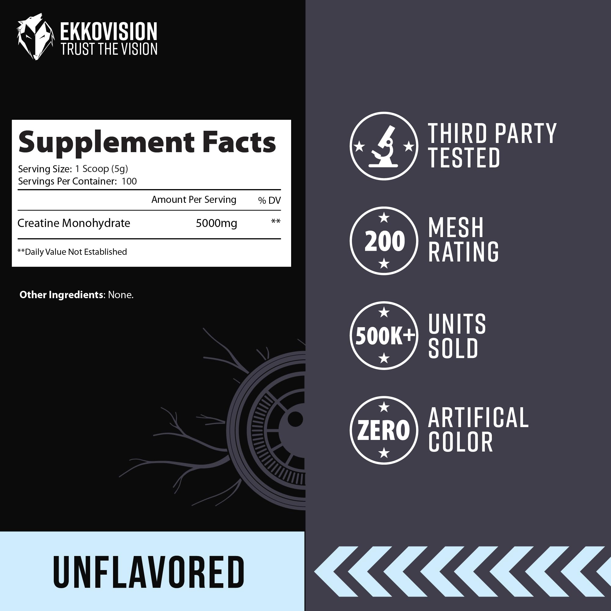 Ekkovision Creatine Monohydrate mixed in a glass of water